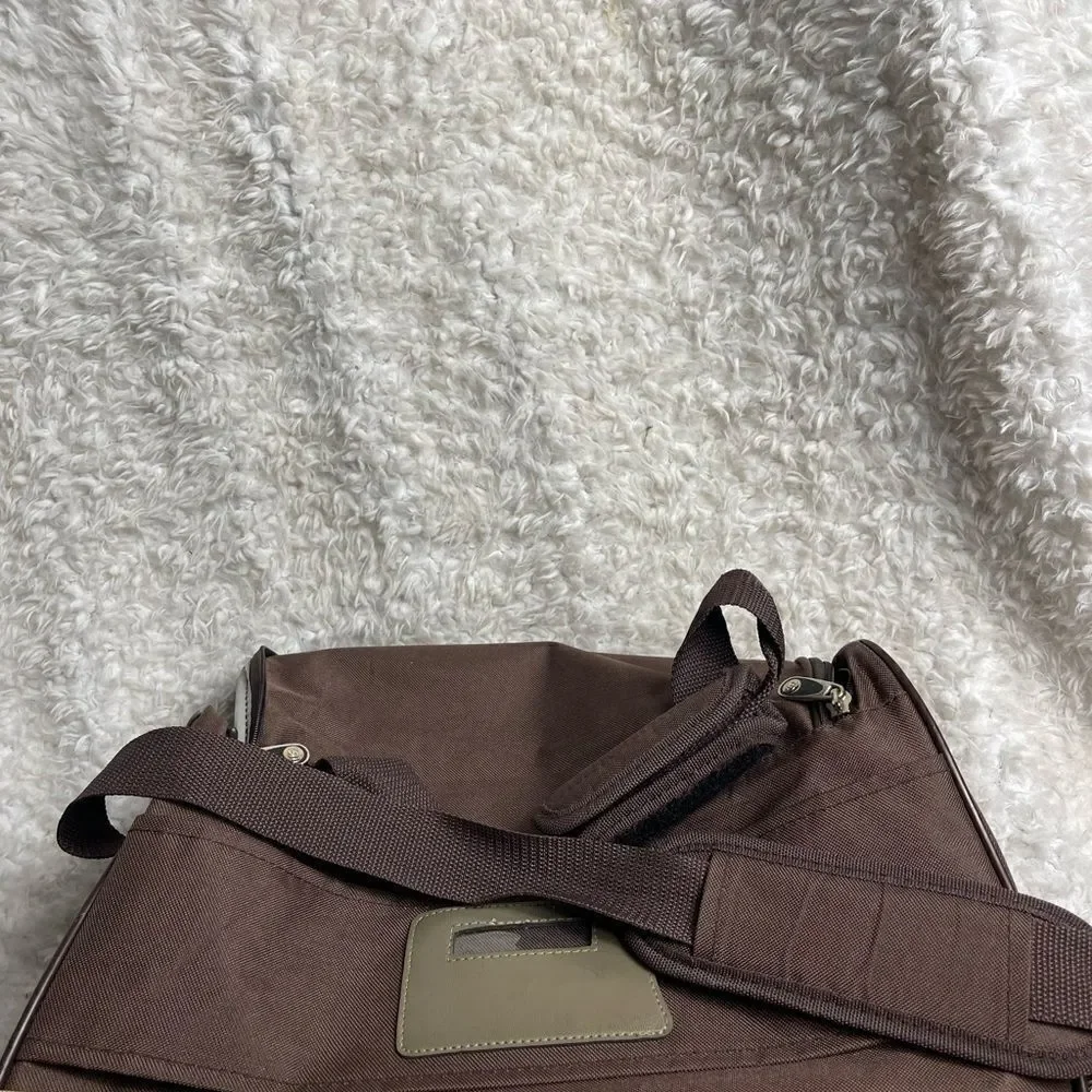 Oleg Cassini Brown Weekender Overnight Travel Duffel Carry-On Bag.
